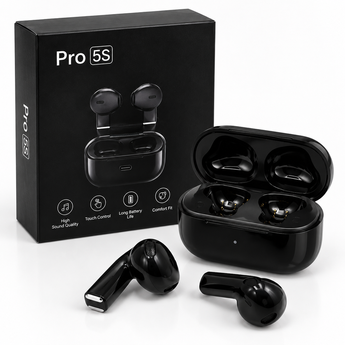 Audífonos Pro 5S™ Bluetooth 5.3 | Sonido HD, Control Táctil y Estuche de Carga