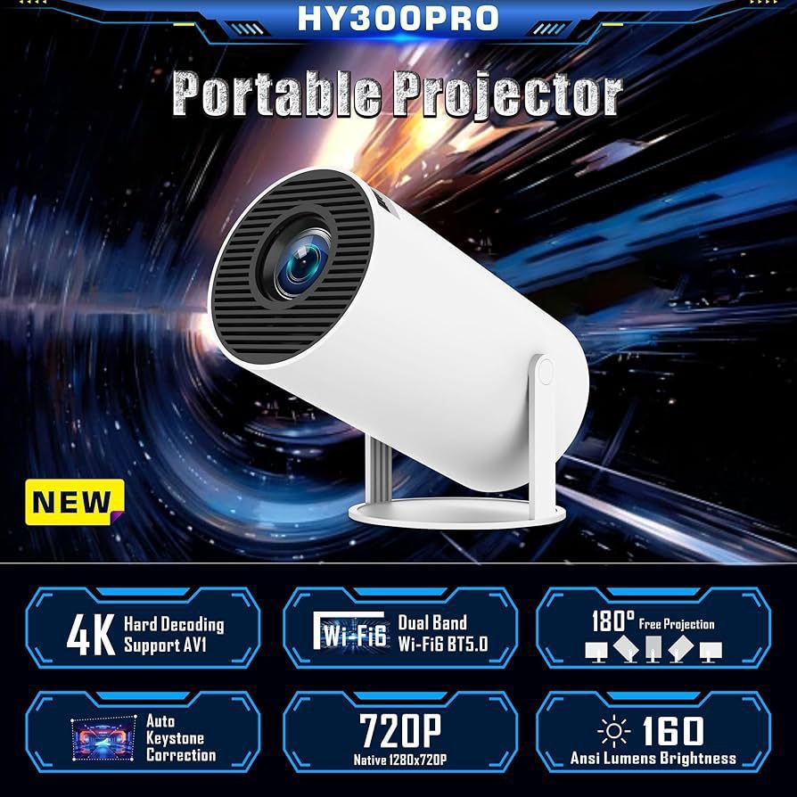 Mini Proyector LED Smart HY300 – Android 11 | 4K Ultra HD | WiFi | Hasta 200"