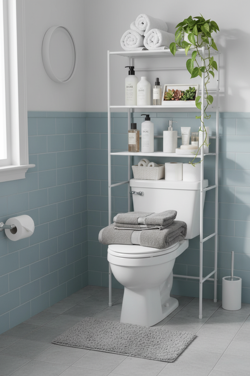 Estantería metálica baño - lifestyle organizado