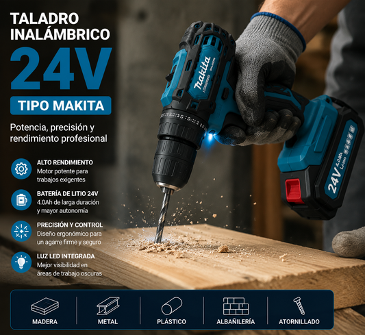 Taladro Inalámbrico 48V tipo Makita – Potente y Recargable